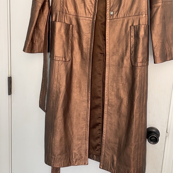 BCBGMaxAzria Leather Metallic Coat Size 4 - Picture 2 of 11